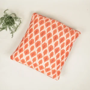 Orange Ikat Cotton Cushion Cover