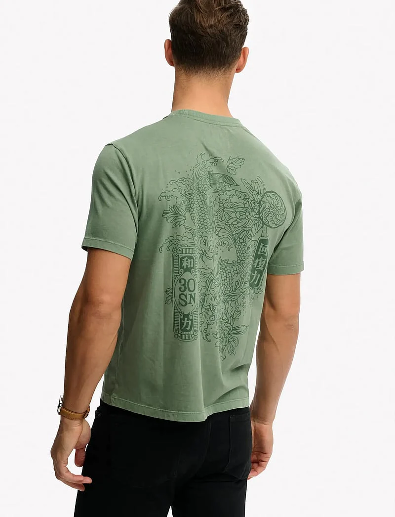 Superdry Tokyo Narrative Loose Tee - Lily Pad Green - Image 3